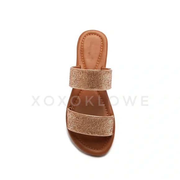 Rose Gold Bling Bling Rhinestone Sandal Slide - Picture 5 of 8
